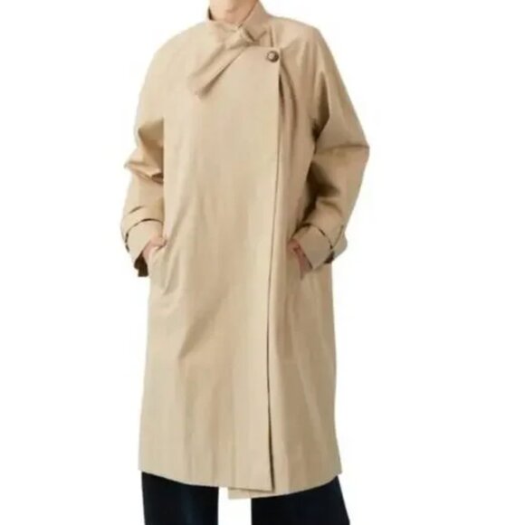SOPHIE RUE Camille Trench Coat Oversized Khaki Buckle Collar Size Medium - Picture 1 of 6